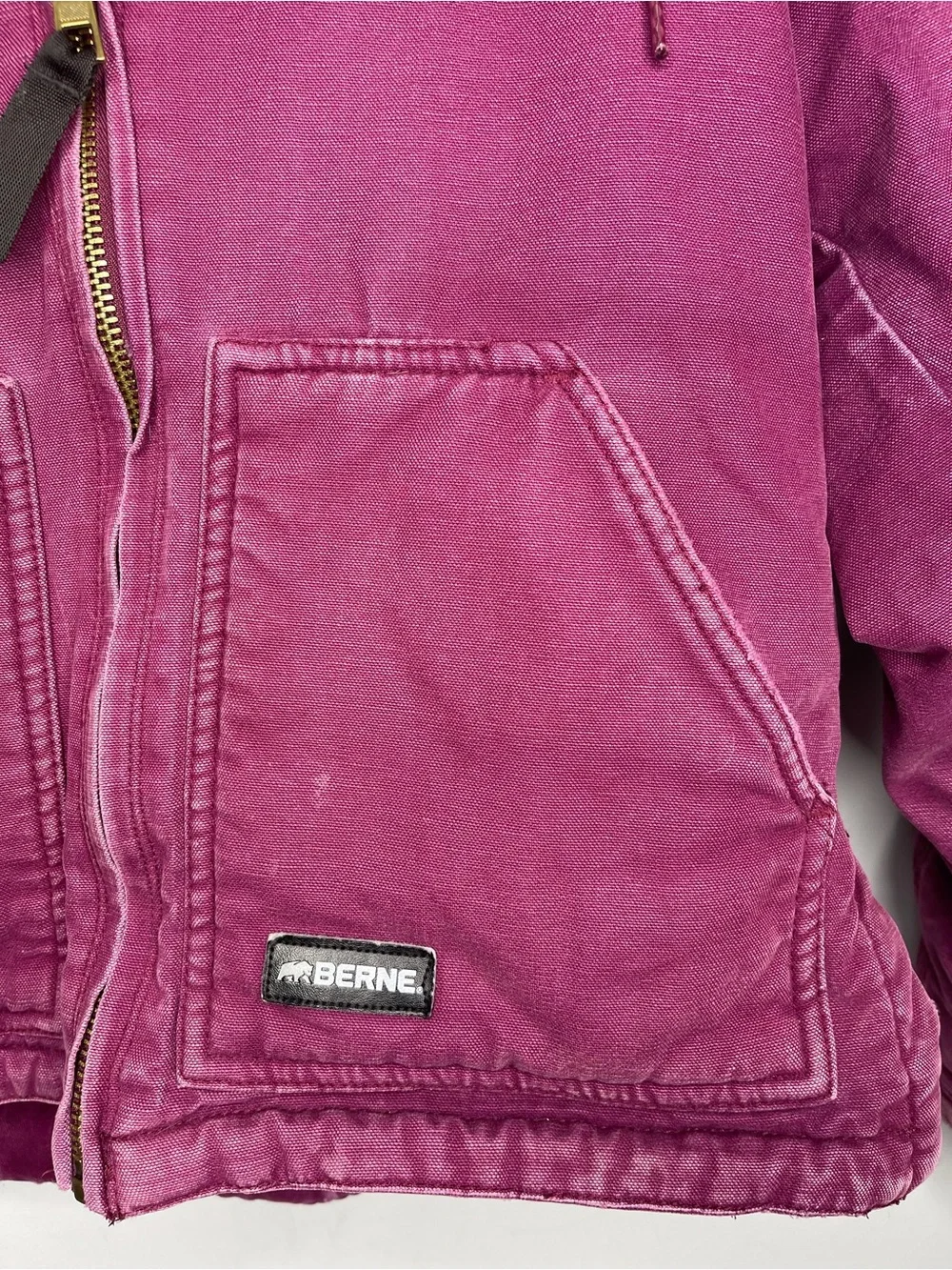Women’s Berne Softstone duck hooded jacket coat medium deep‎ plum